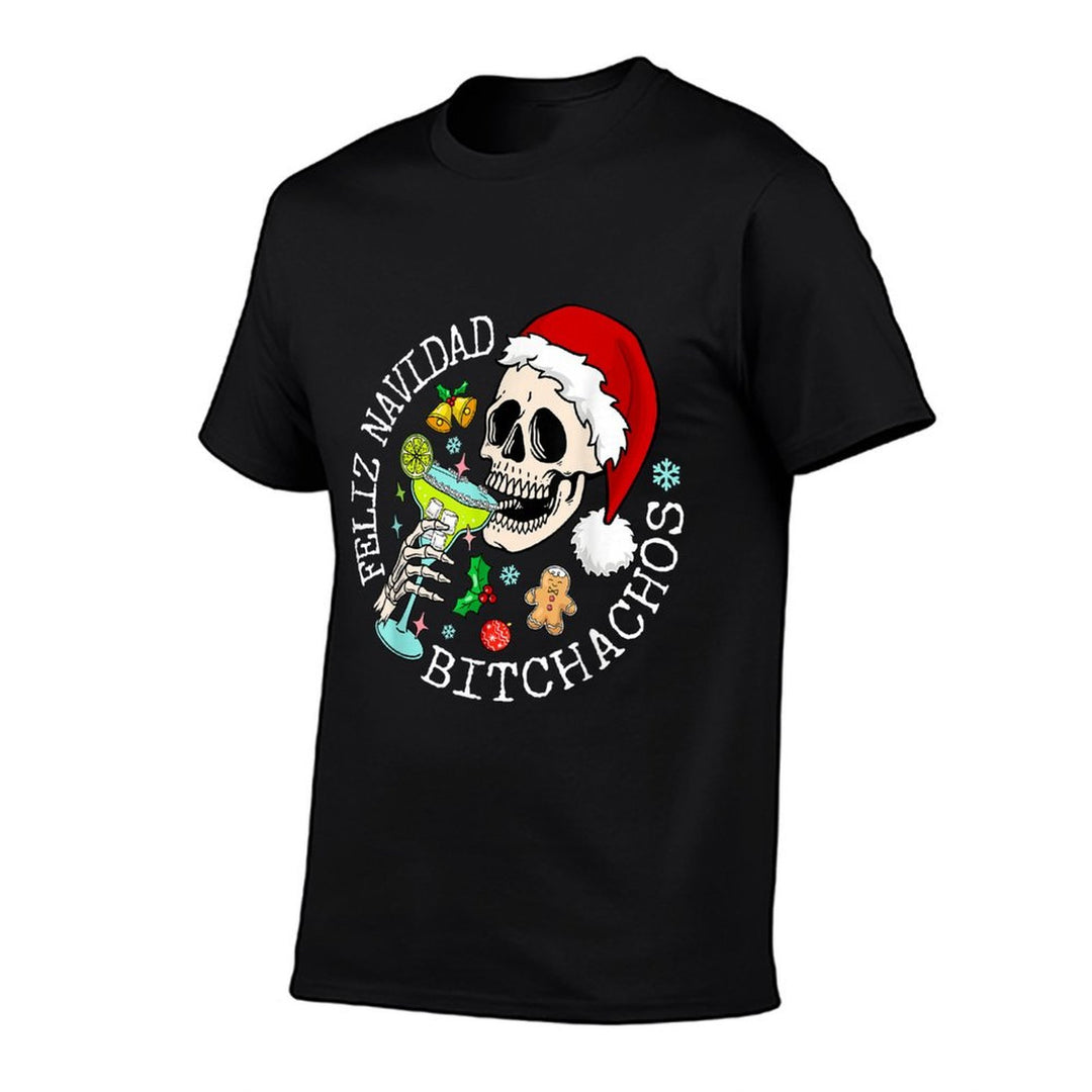 Feliz Navidad Bitchachos Funny Skull Spanish Merry Christmas  Versatile T-Shirt
