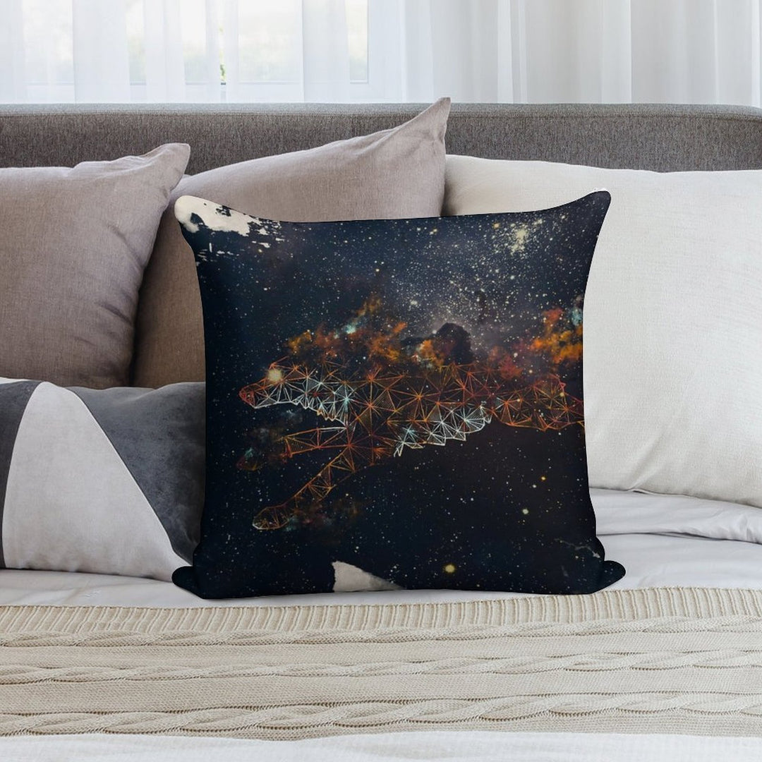 Celestial Wolf Soft Shrink-Resistant Throw Pillow