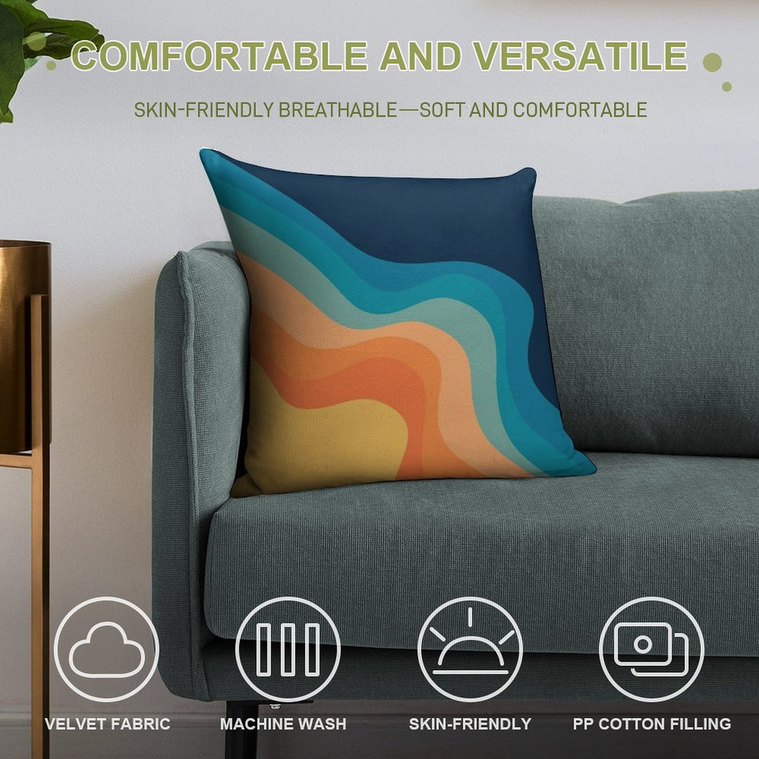 Retro Style Waves Decoration Soft Shrink-Resistant Throw Pillow