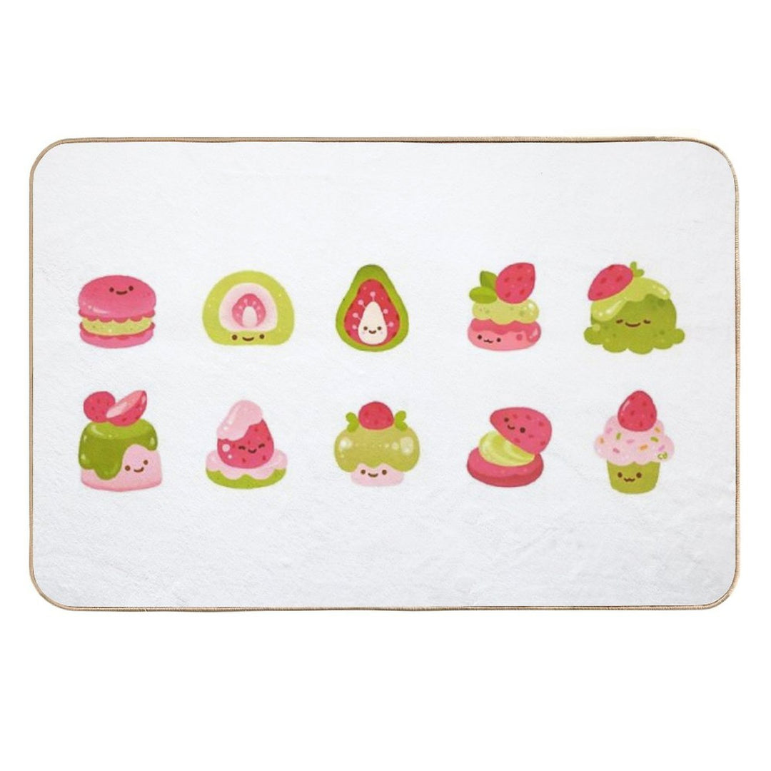 Strawberry Matcha  Easy To Clean Bath Mat