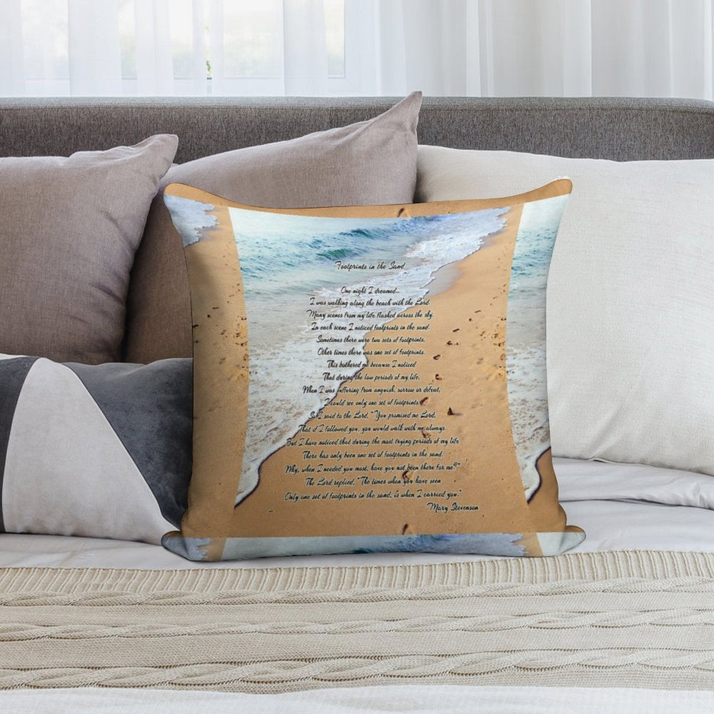 FootPrints in The Sand Soft Easy Maintenance Throw Pillow