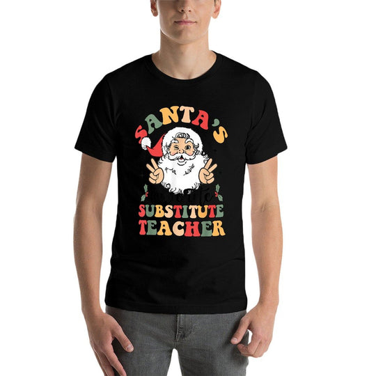 Groovy Santas Favorite Substitute Teacher Funny Christmas  Eco-friendly Material T-Shirt