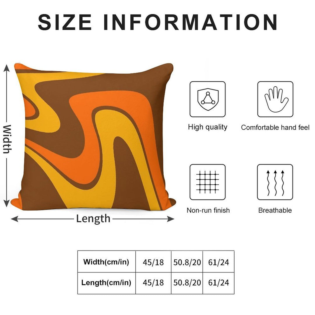 70s Retro Vintage Style Design Orange Yellow And Brown Soft Style Accent Throw Pillow