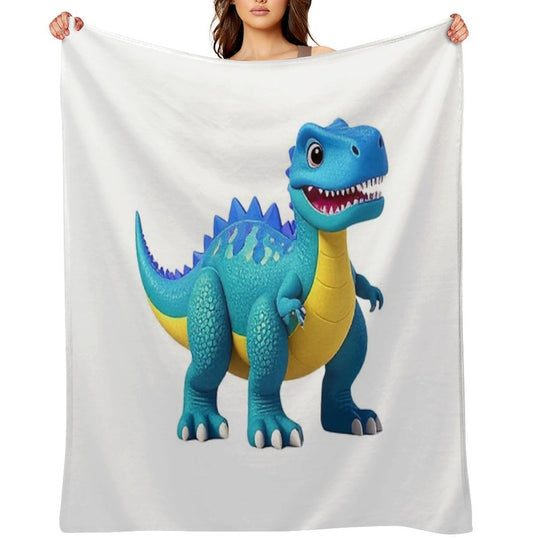 Smiling Dinosaur Cartoon Character Sustainable Throw Blanket