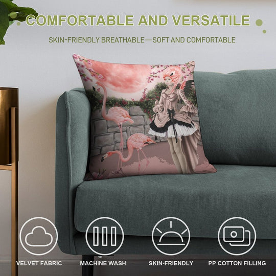 Flamingo Fairy - Pink Moon Soft Skin-Friendly Throw Pillow