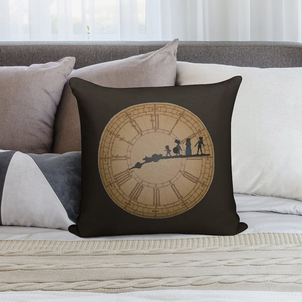 Stained Glass on The Clock Tower Soft Washable Throw Pillow