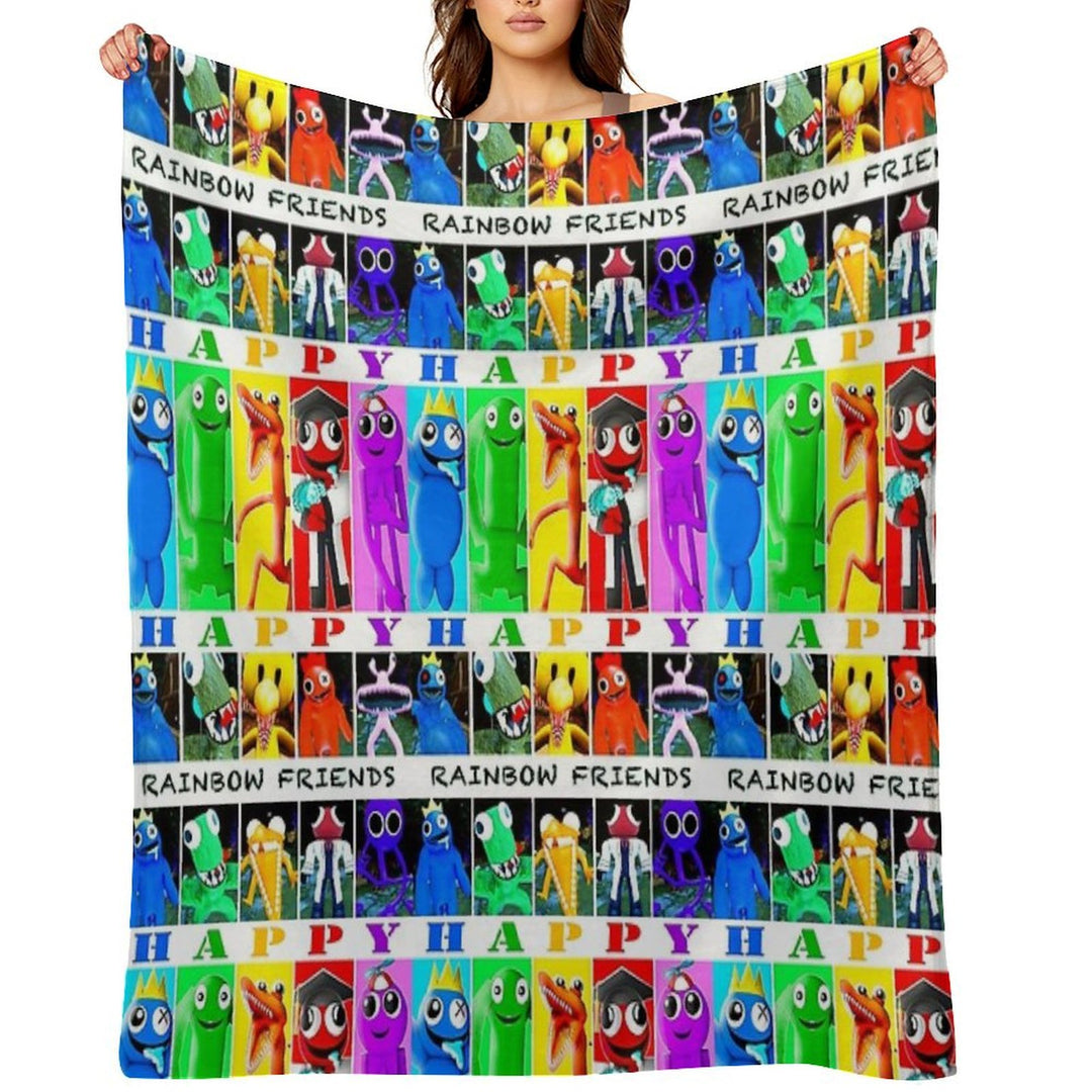 Rainbow Friends Happy Happy Velvety-soft Throw Blanket