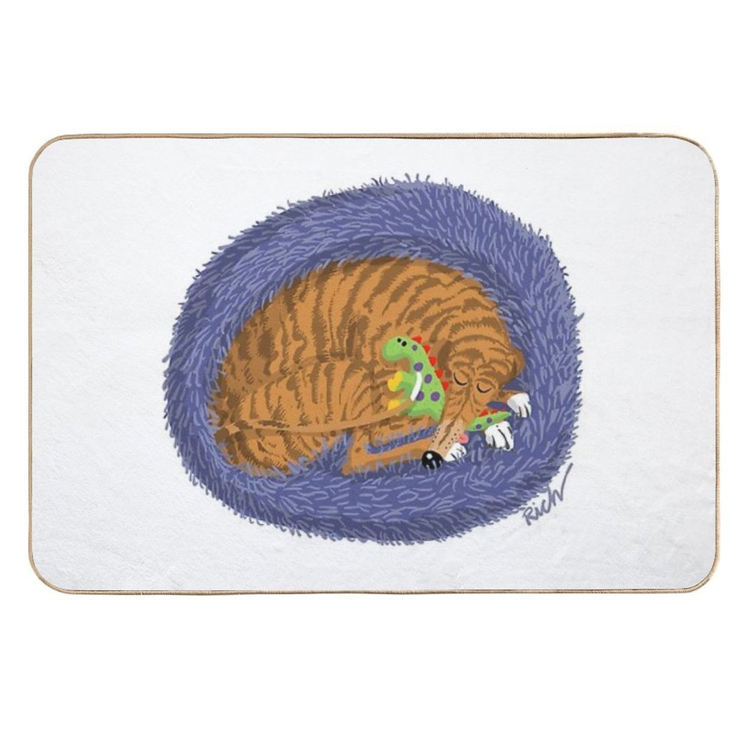Snoozin' with A Dinosaur  Easy Maintenance Bath Mat