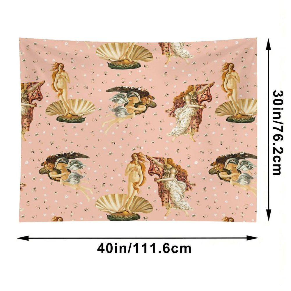 The Birth of Venus - Sandro Botticelli - Pink Pattern Tapestry
