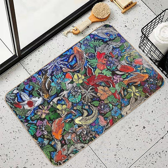 Koi Pond  Fade-Resistant Bath Mat