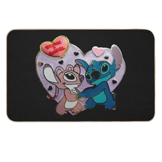 Stitch And Angel in Love  Dirt-Trapping Bath Mat