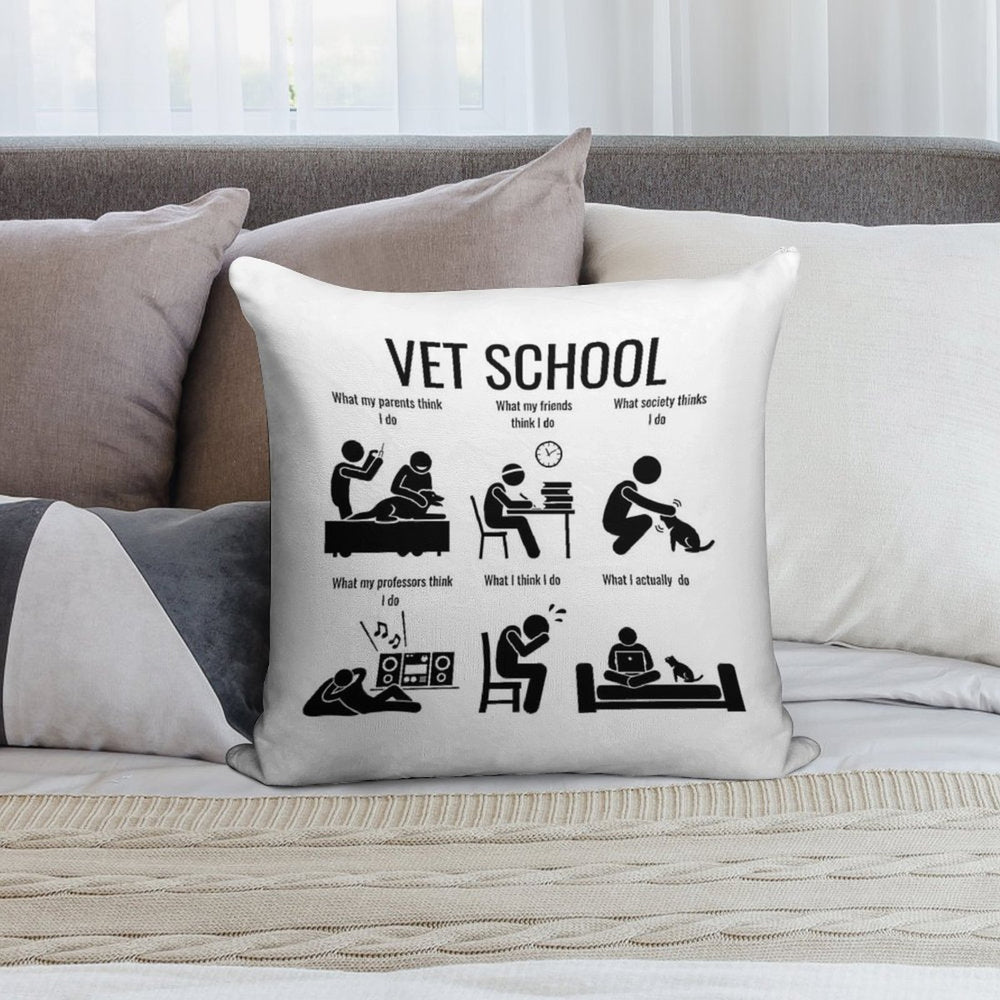 Vet School What I Think Soft High-Density Material Throw Pillow