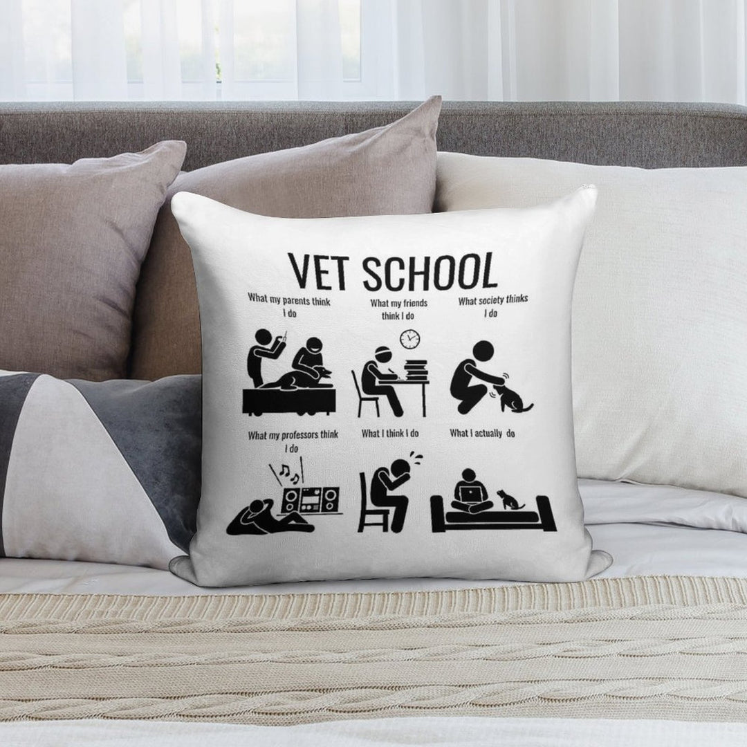 Vet School What I Think Soft High-Density Material Throw Pillow