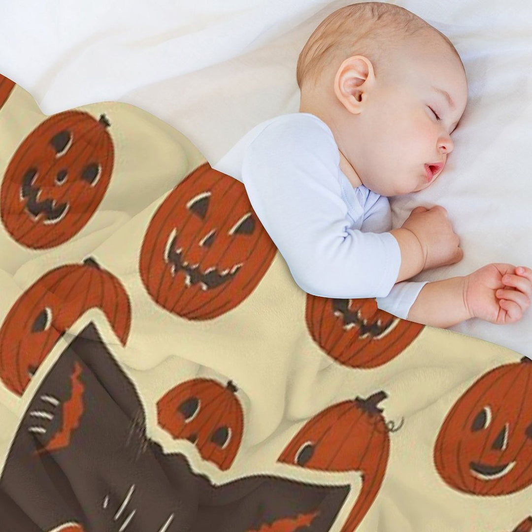 Vintage Inspired Halloween Scaredy Cat Quick-dry Throw Blanket