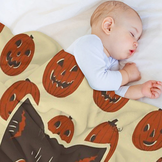 Vintage Inspired Halloween Scaredy Cat Quick-dry Throw Blanket