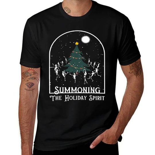 Summoning The Holiday Spirit Skeleton Dancing Christmas Tree  Eco-friendly Material T-Shirt