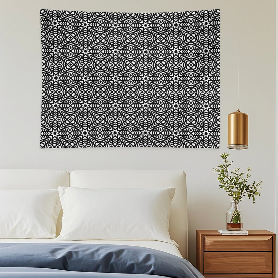 B&W Intricate Ornament – Elegant Monochrome Pattern Tapestry