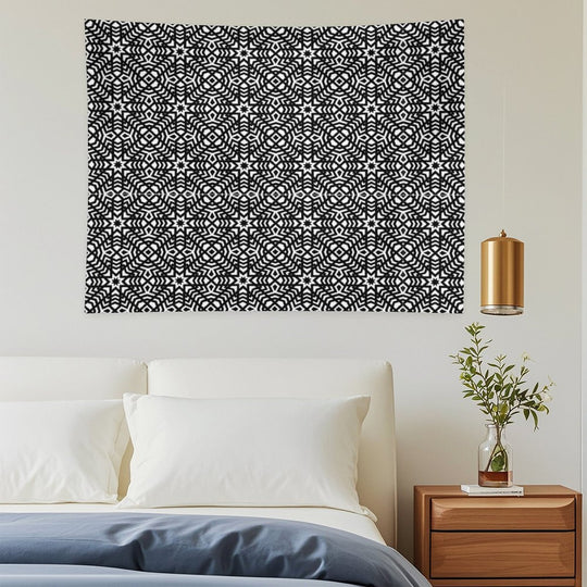 B&W Intricate Ornament – Elegant Monochrome Pattern Tapestry