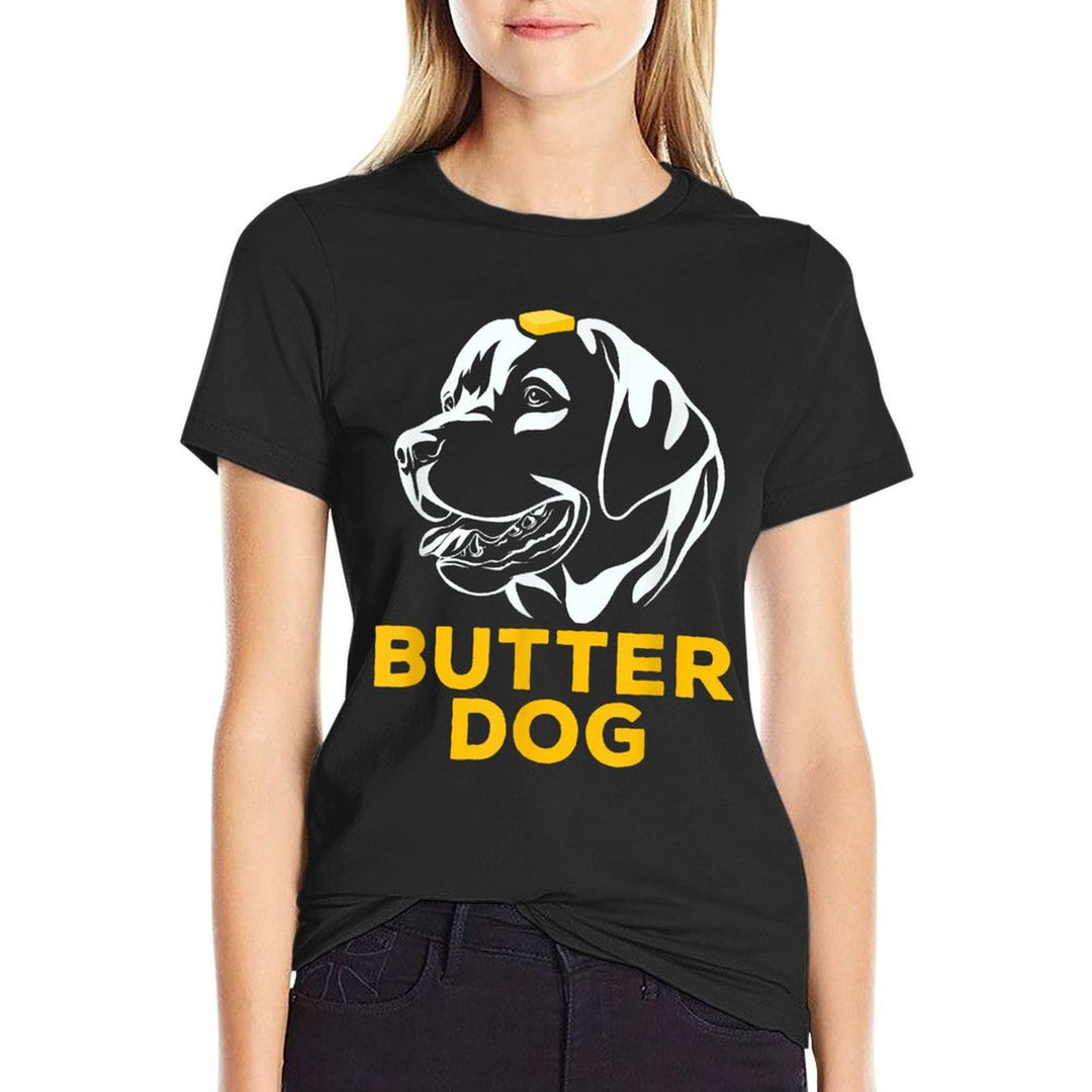 Butter Dog - The Dog With The Butter On Him Funny Meme Men Women  Ribbed Collar T-Shirt
