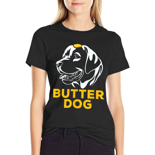 Butter Dog - The Dog With The Butter On Him Funny Meme Men Women  Ribbed Collar T-Shirt