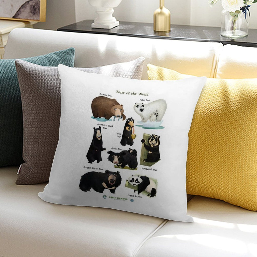 Bears of The World Soft Anti-Pilling Throw Pillow
