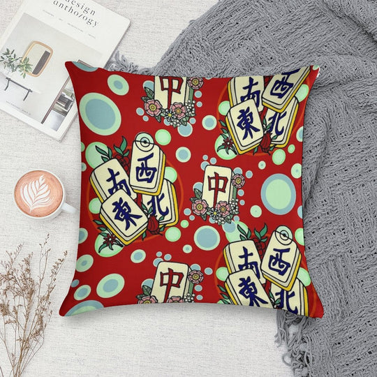 Mah Jongg Pattern Soft Gift Ready Throw Pillow