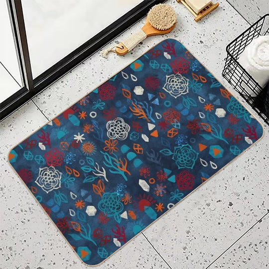 Earth, Water, Fire, Air - A Watercolor Pattern  Odorless Bath Mat