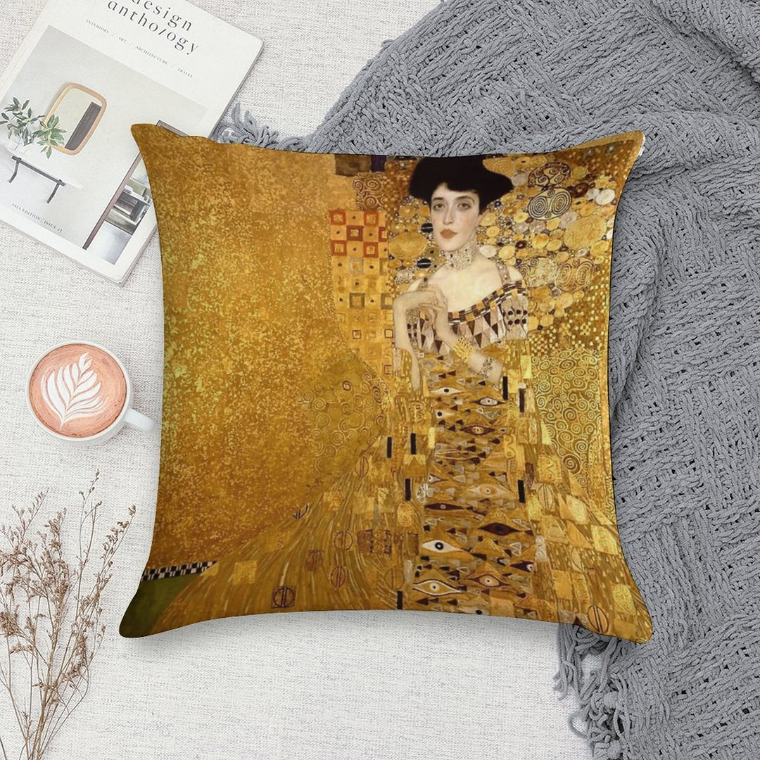Woman in Gold Portrait by Gustav Klimt Soft Gift Ready Throw Pillow