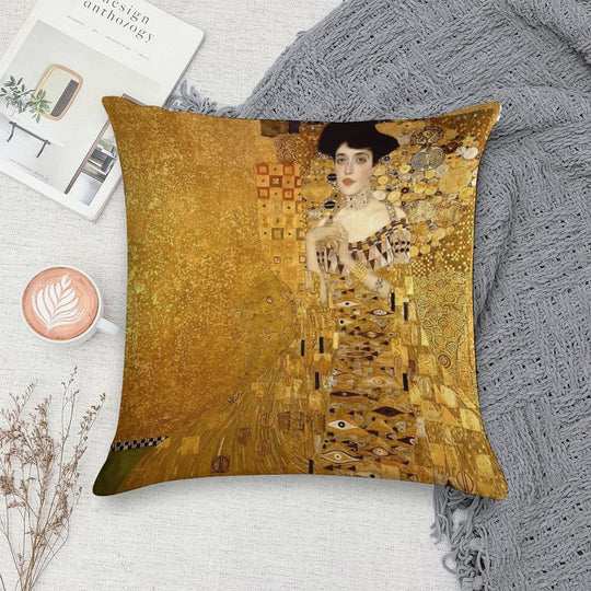 Woman in Gold Portrait by Gustav Klimt Soft Gift Ready Throw Pillow