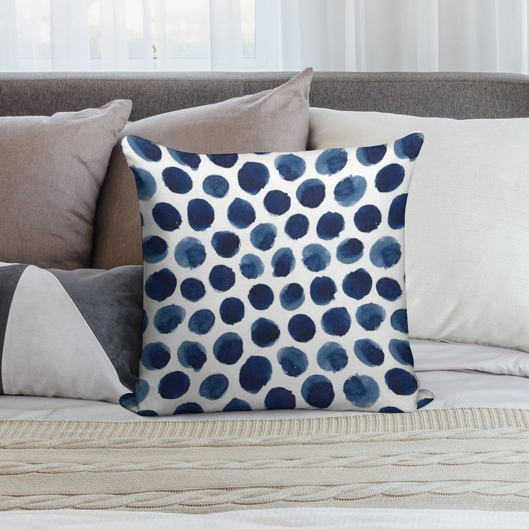 Polka Dot in Indigo Soft High-Density Material Throw Pillow