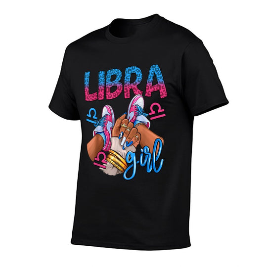 Libra Black Girl Birthday Women Sneakers Nails Zodiac  Lightweight T-Shirt