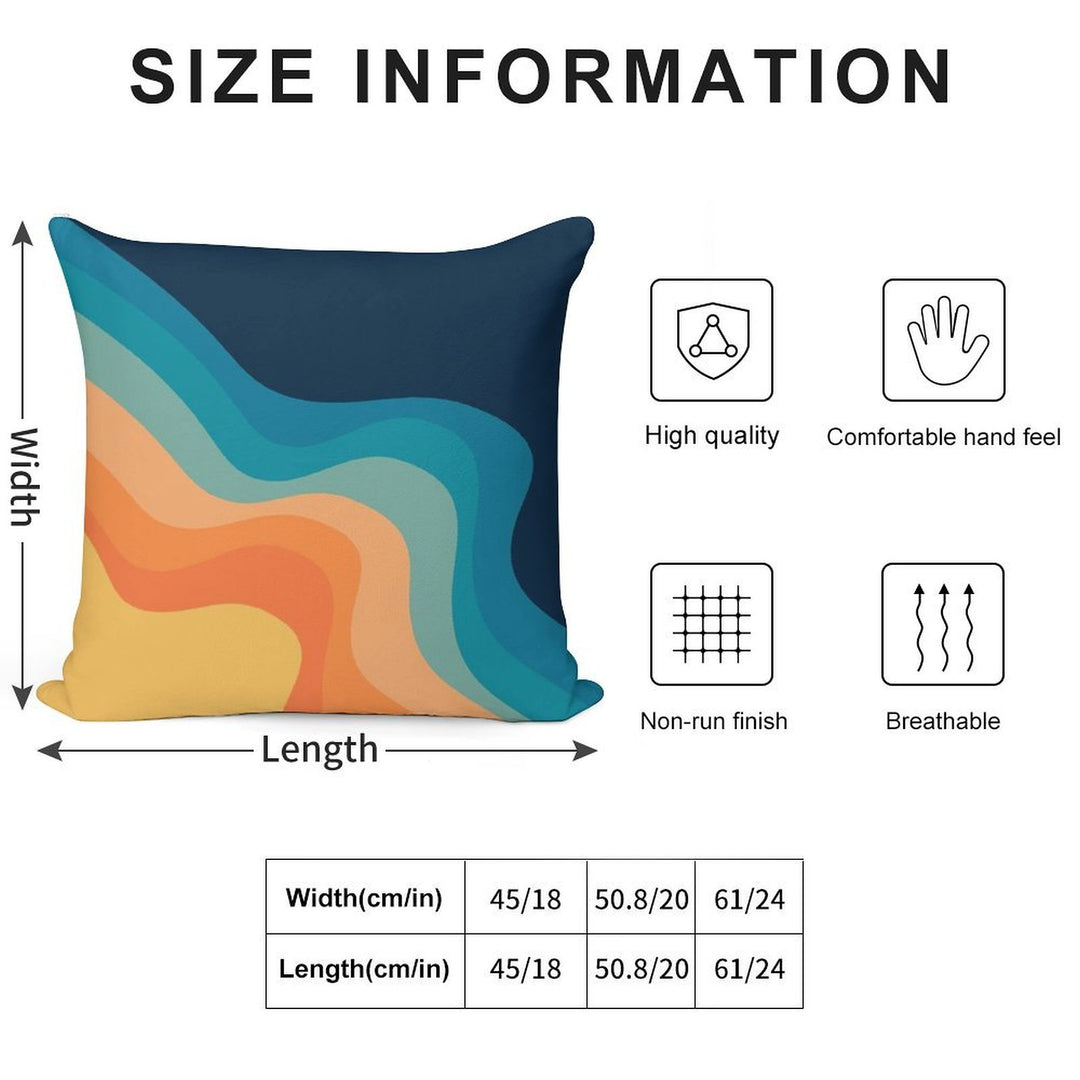 Retro Style Waves Decoration Soft Shrink-Resistant Throw Pillow