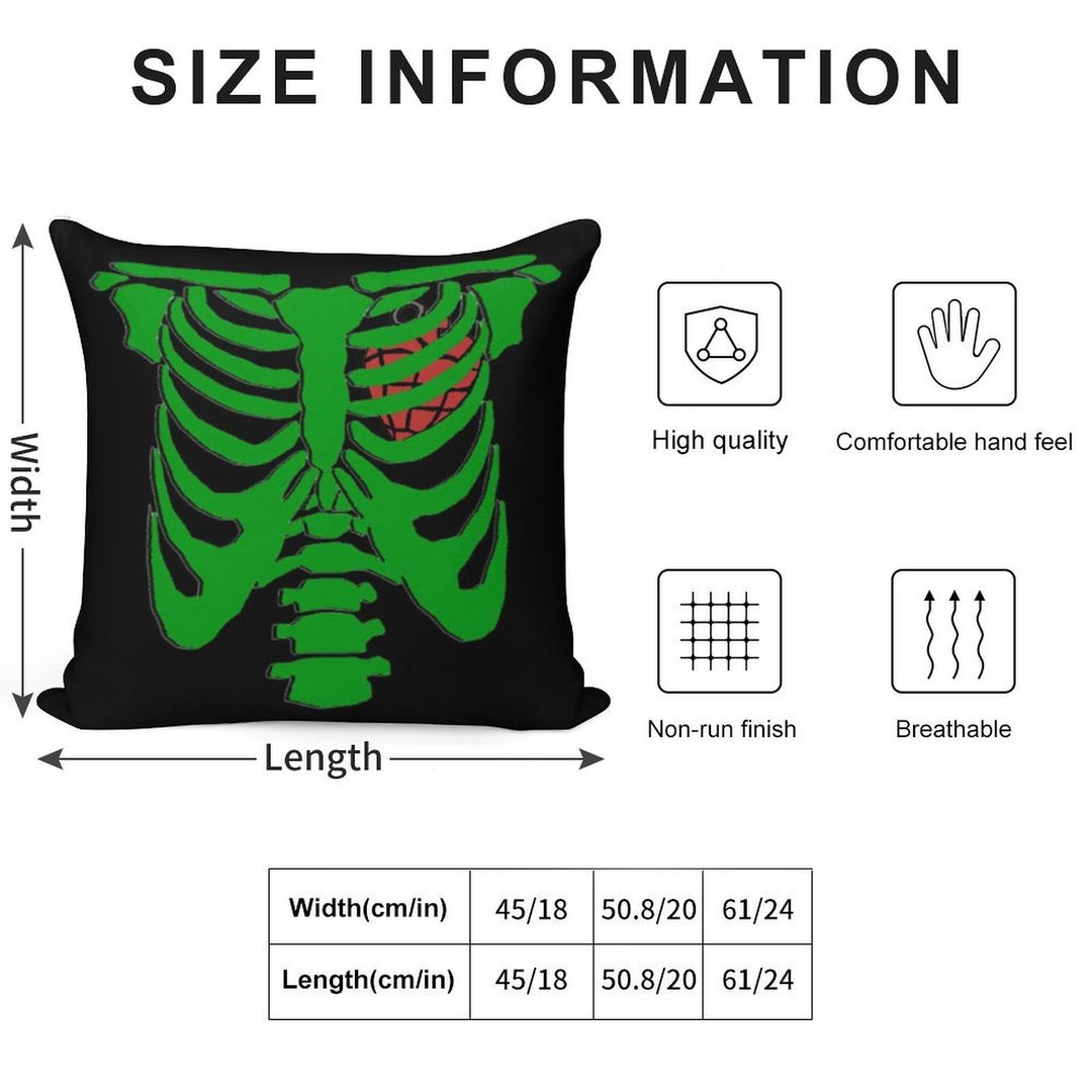 Green Skeleton Soft Easy Maintenance Throw Pillow