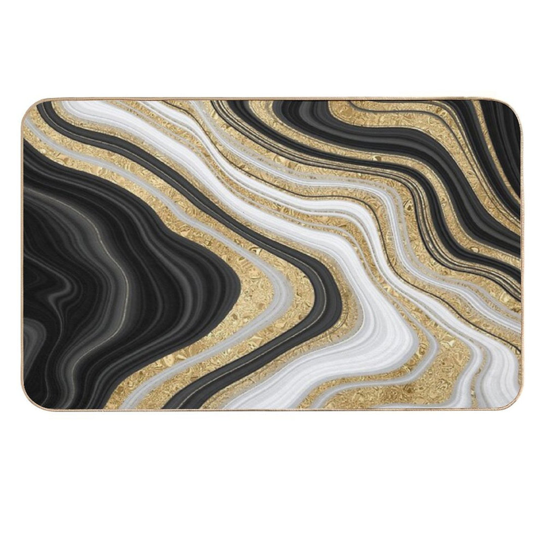 Black And Gold Details  Pet-Safe Bath Mat