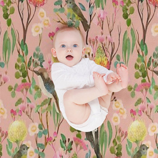 Australian Birds And Blooms Native Flora Chinoiserie Velvety-soft Throw Blanket