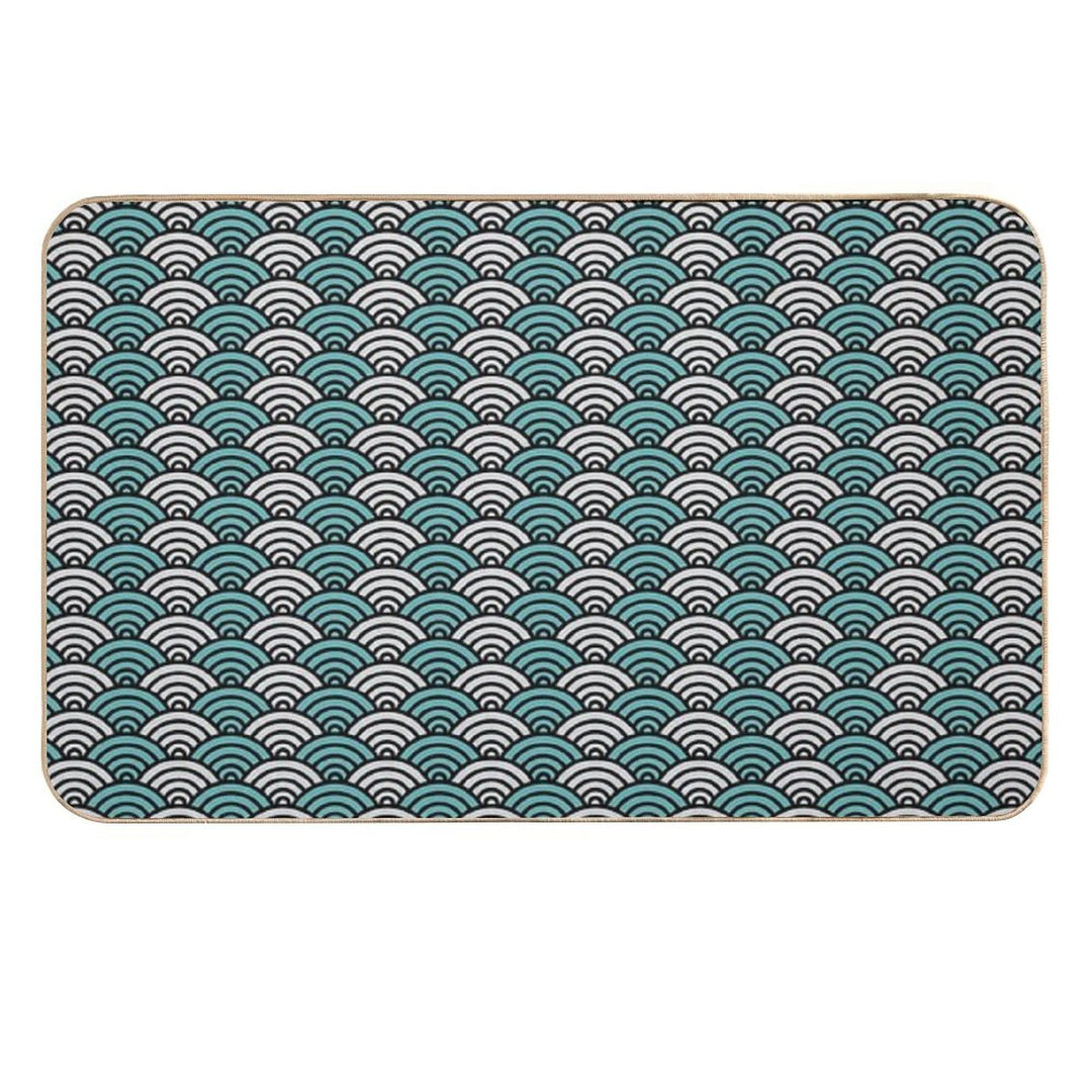 Japanese Ocean Waves Abstract Print  Dirt-Trapping Bath Mat