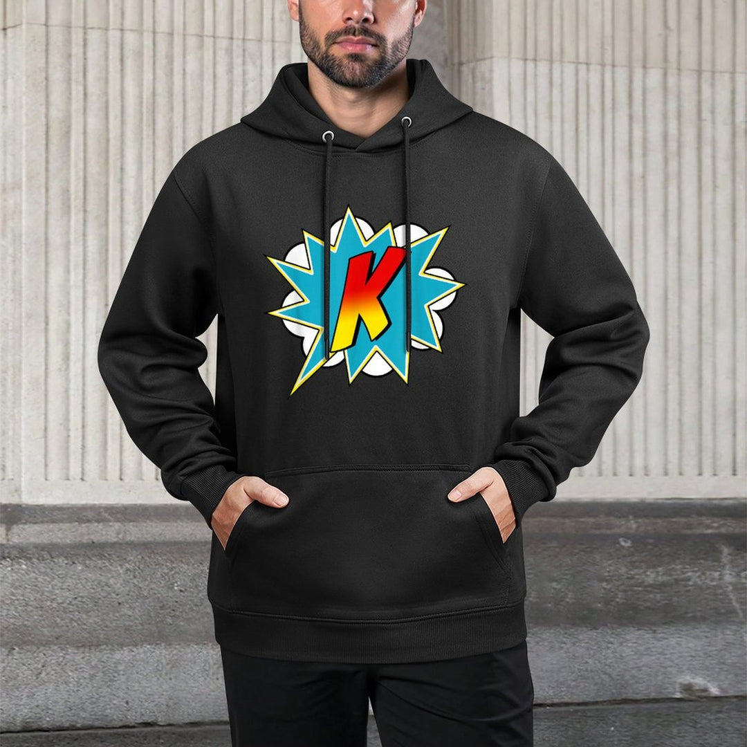 Letter K Superhero Name Comic Letter Retro Costume Versatile Streetwear Hoodie