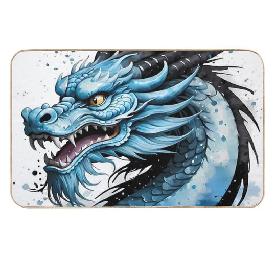 Chinese Watercolor Blue Dragon #1  Non-Slip Bath Mat
