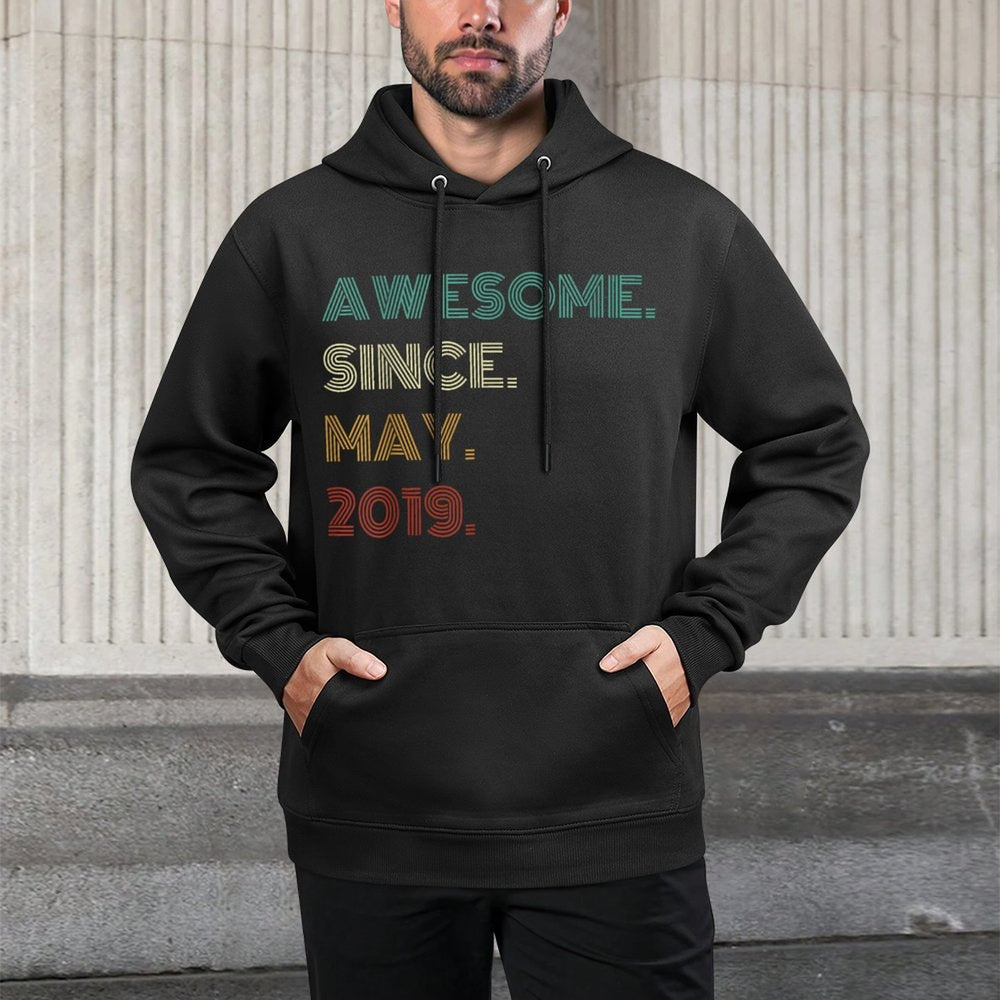 6 Years Old Awesome Since May 2019 6th Birthday Colorfast Hoodie