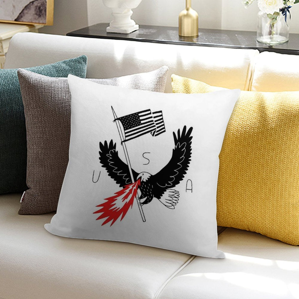 FIRE BREATHING BALD EAGLE OF PATRIOTISM Soft Washable Throw Pillow