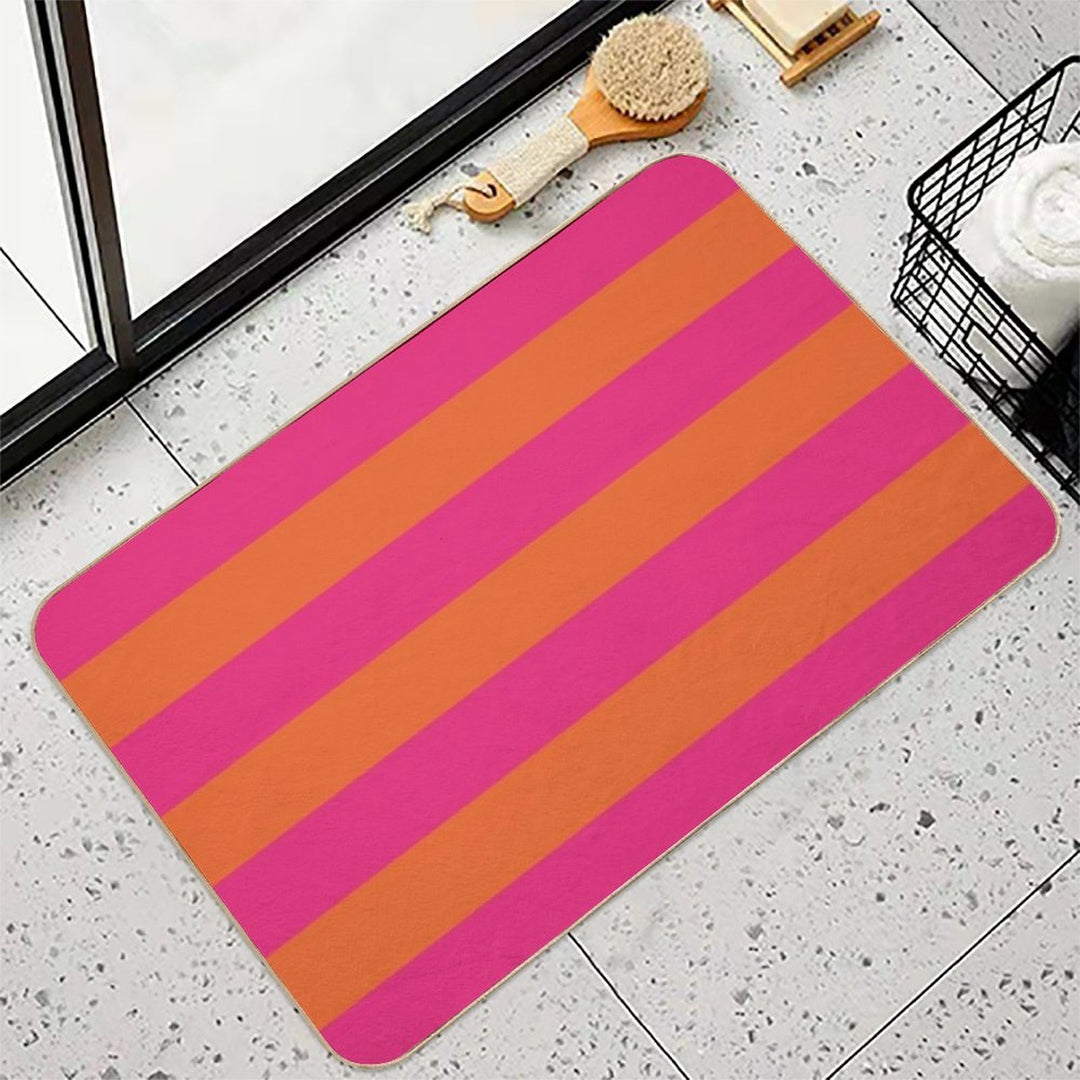 Orange Pop And Hot Neon Pink Horizontal Stripes  Multi-Purpose Bath Mat