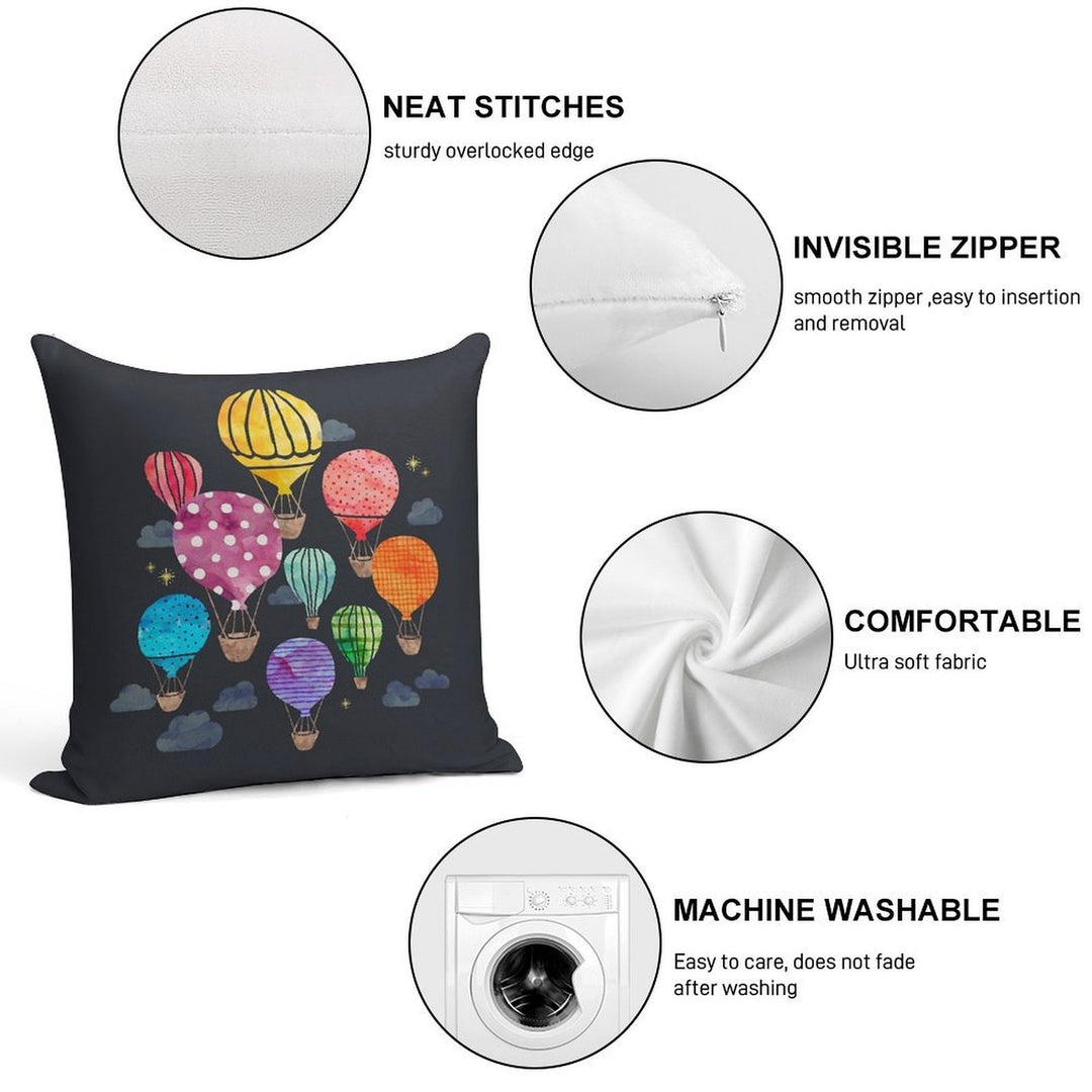 Hot Air Balloon Night Soft Durable Construction Throw Pillow