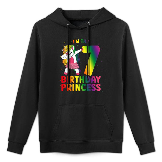 Seventh Birthday Unicorn 7th Birthday Seven Years Old Customizable Surface Hoodie