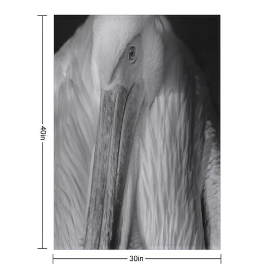 Pelican Portrait in Black And White – Wildlife Fine Art Photography Quick-dry Throw Blanket
