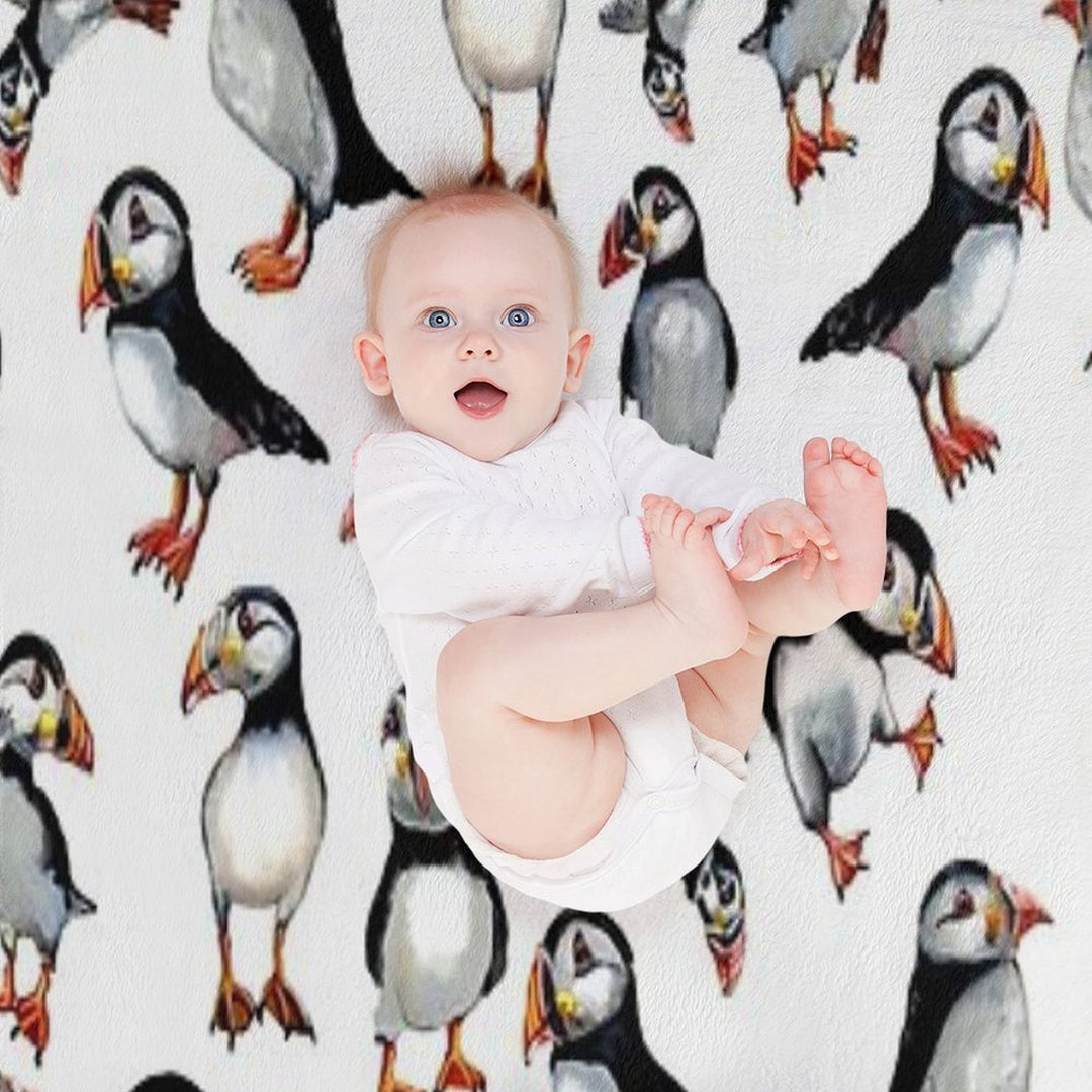 Puffins Pattern Easy Care Throw Blanket