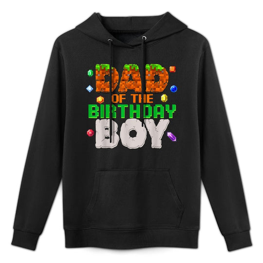 Dad Of The Birthday Boy Video Gamer Pixel Number Bday Party Colorfast Hoodie
