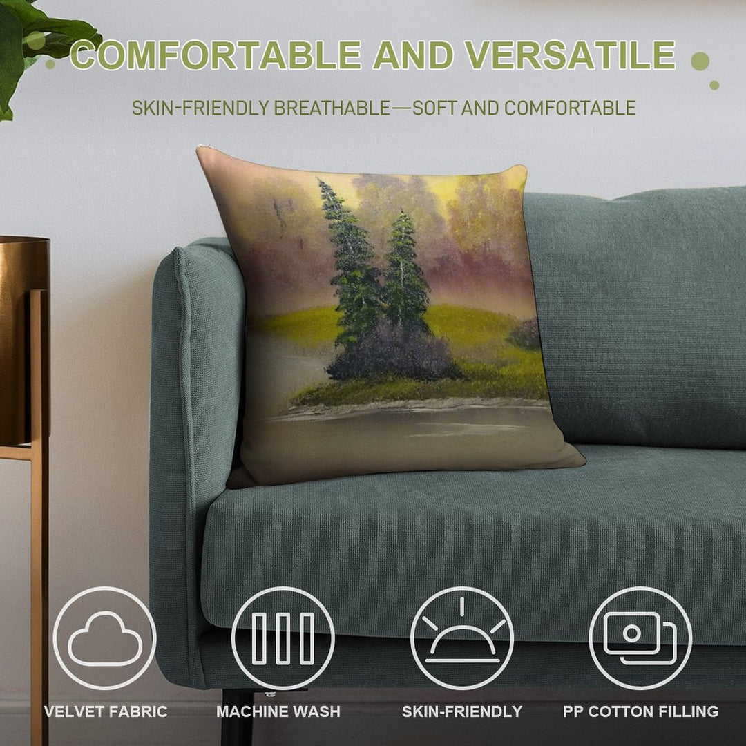 Misty Forest Soft Home Decor Throw Pillow