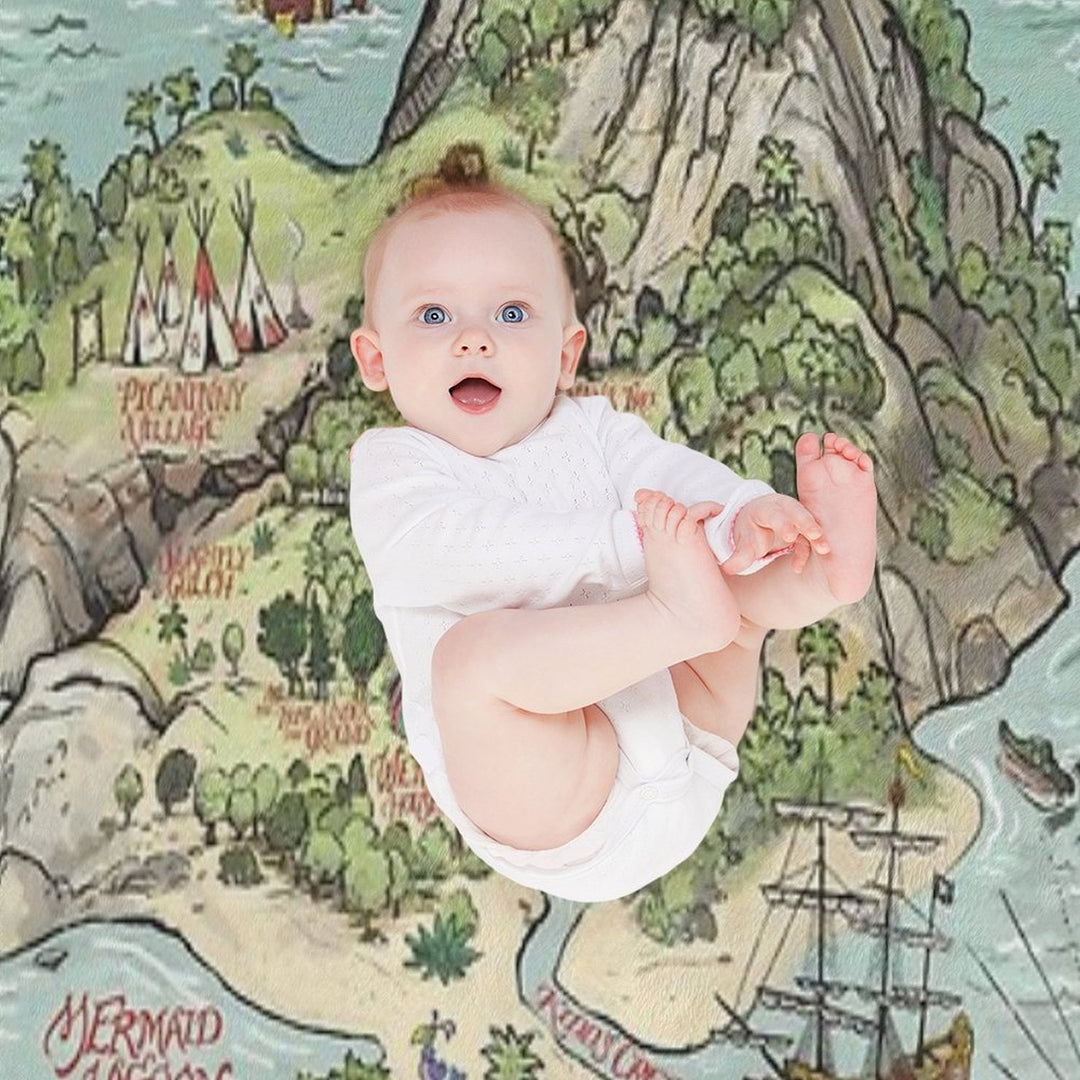 Neverland Map Machine-washable Throw Blanket