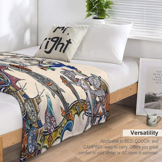 WEIRD MEDIEVAL BESTIARY  WAR, KNIGHTS AND KILLER RABBITS FIGHTING WITH GIANT SNAILS Durable Throw Blanket