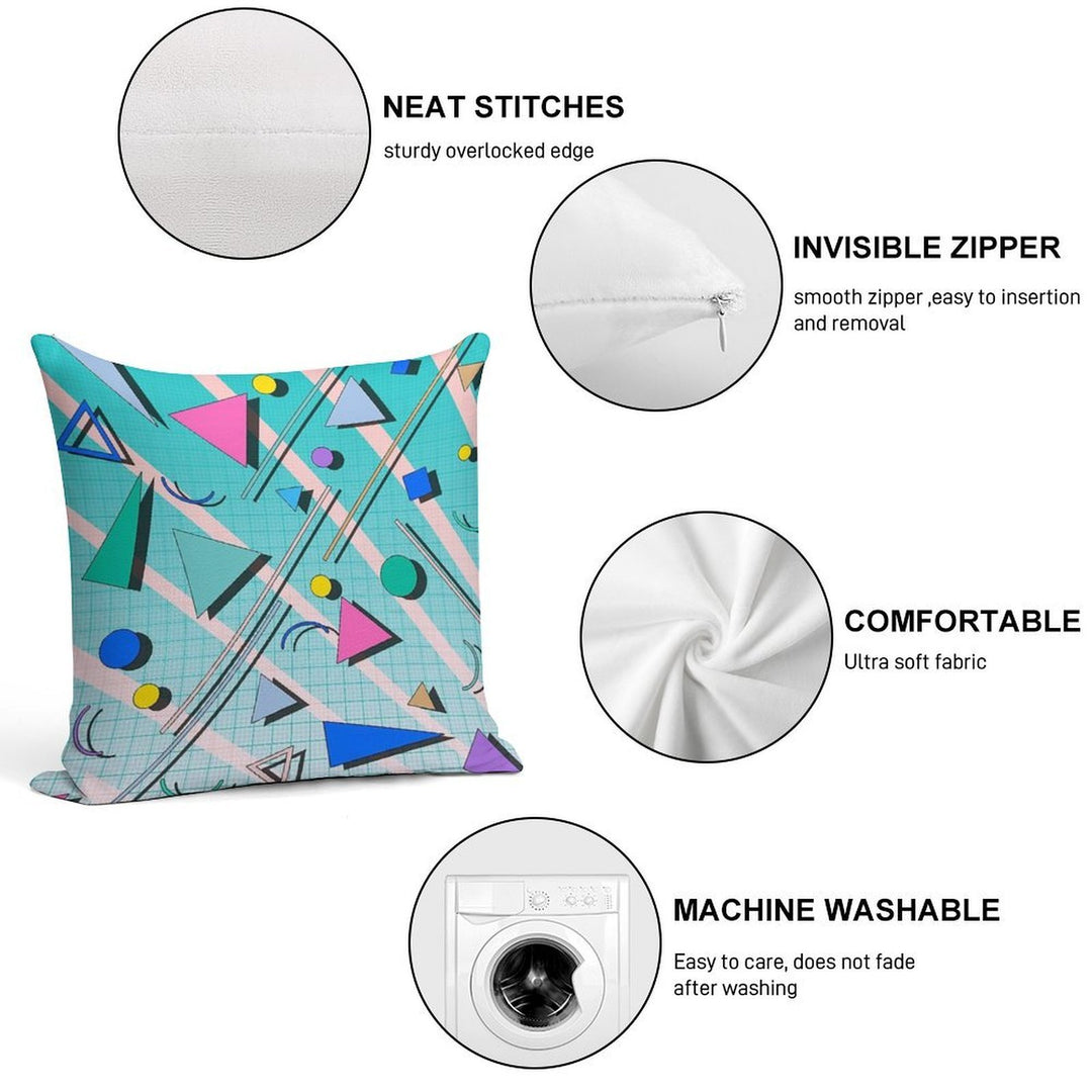 80s Pop Retro Pattern 4 Soft Decorative Cover Throw Pillow